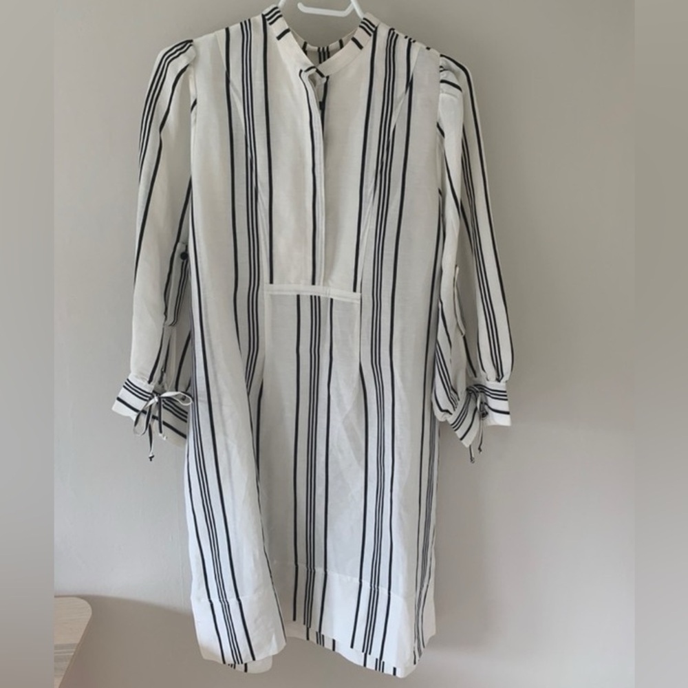 APIECE APART Isola Black White Striped Popover Tunic Shirt Dress